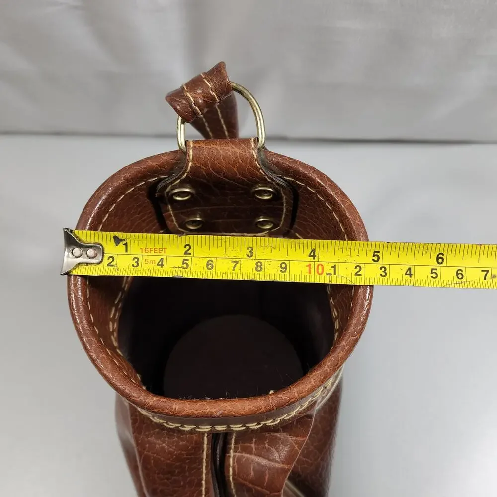Bottle Holder Miniature Golf Bag With 2 Zipper Pockets Faux Leather ROC Vintage